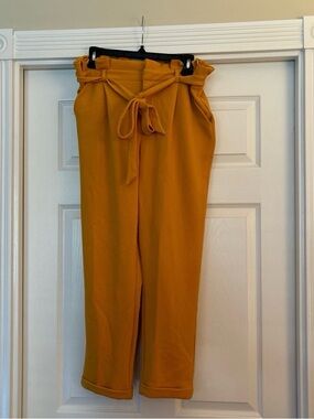 No Boundaries Mustard Paperbag Waist Tie Pants